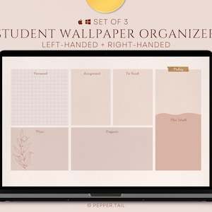 SET OF 3 Desktop Wallpaper Organizer Student｜Desktop Wallpaper｜Macbook Wallpaper Organizer｜Desktop Organizer PC｜Functional Macbook Wallpaper