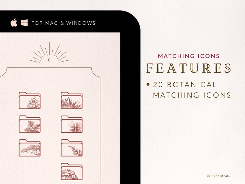 Botanical Desktop Wallpaper Organizer 2026, Floral Folder Icons ...