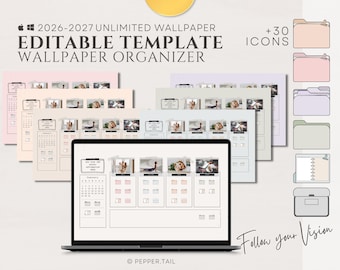 Desktop Wallpaper Organizer 2026 | Folder Icons (Canva Template)