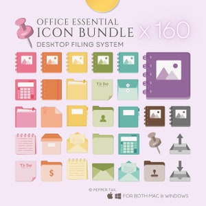 Macbook folder icons for organizing computer icons & digital folders｜Compatible w/ Windows｜Office Essential desktop folder icons BUNDLE