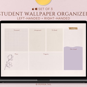 SET OF 3 Purple Desktop Wallpaper Organizer Student｜Desktop Wallpaper｜Macbook Wallpaper Organizer｜Desktop Organizer PC｜Laptop Wallpaper