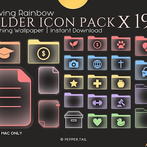Mac Ordner Icons für den Dark Mode Glowing Aura Desktop Icons｜Desktop Ordner Icons, Dokument Icons, Macbook Ordner Icons, Mac Icons Organizer
