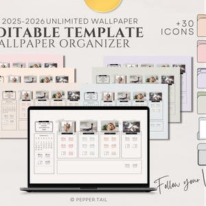 Follow Your Vision 2025-2026 Desktop Organizer Wallpaper｜Editable wallpaper organizer Canva Template｜Folder Icons｜Productivity Mac Wallpaper