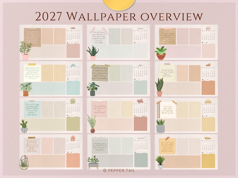 2026-2027 Desktop Organizer Wallpaper in Rainbow Pastel and Folder Icon Set for Mac,Desktop Wallpaper,Digital Calendar,Desktop folder icons image 7