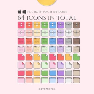 Rainbow Desktop Folder Icons for Mac & Windows (64 Icons) (digital ...
