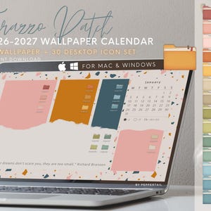 Conjunto de iconos y fondos de pantalla para organizador de escritorio 2026-2027 | Organizador de escritorio | Fondo de pantalla | Fondo de pantalla para MacBook | Iconos de carpetas de escritorio de Windows