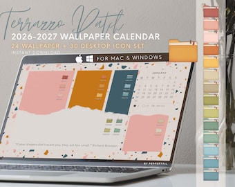 2026-2027 Desktop Organizer Wallpaper and Folder Icon set｜Desktop Organizer｜Desktop Wallpaper｜Macbook Wallpaper｜Windows Desktop folder icons