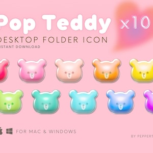 3D テディベア デスクトップ アイコン｜デスクトップ フォルダ アイコン Mac+Windows｜Mac フォルダ アイコン｜ドキュメント アイコン｜かわいいデスクトップ 壁紙｜ファイル フォルダ｜Mac アイコン