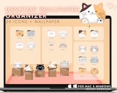 Kitty Cat Desktop Organizer Wallpaper & Folder Icons (Digital Download)