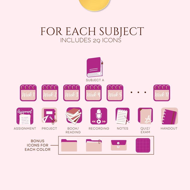 Student Desktop Folder Icon Pack, 195 Mac & Windows Icons (digital ...