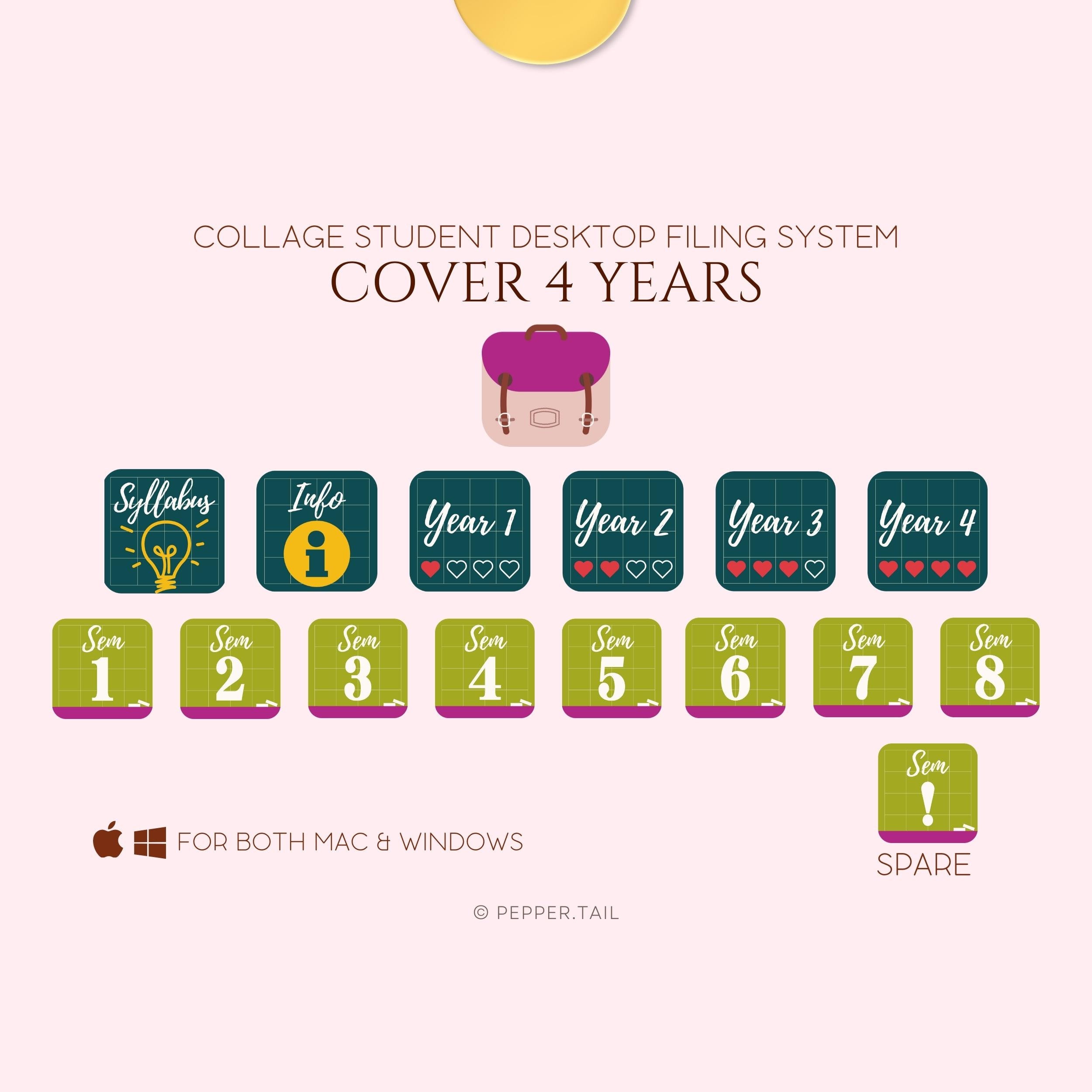 Student Desktop Folder Icon Pack｜college Student Desktop Icons｜student ...