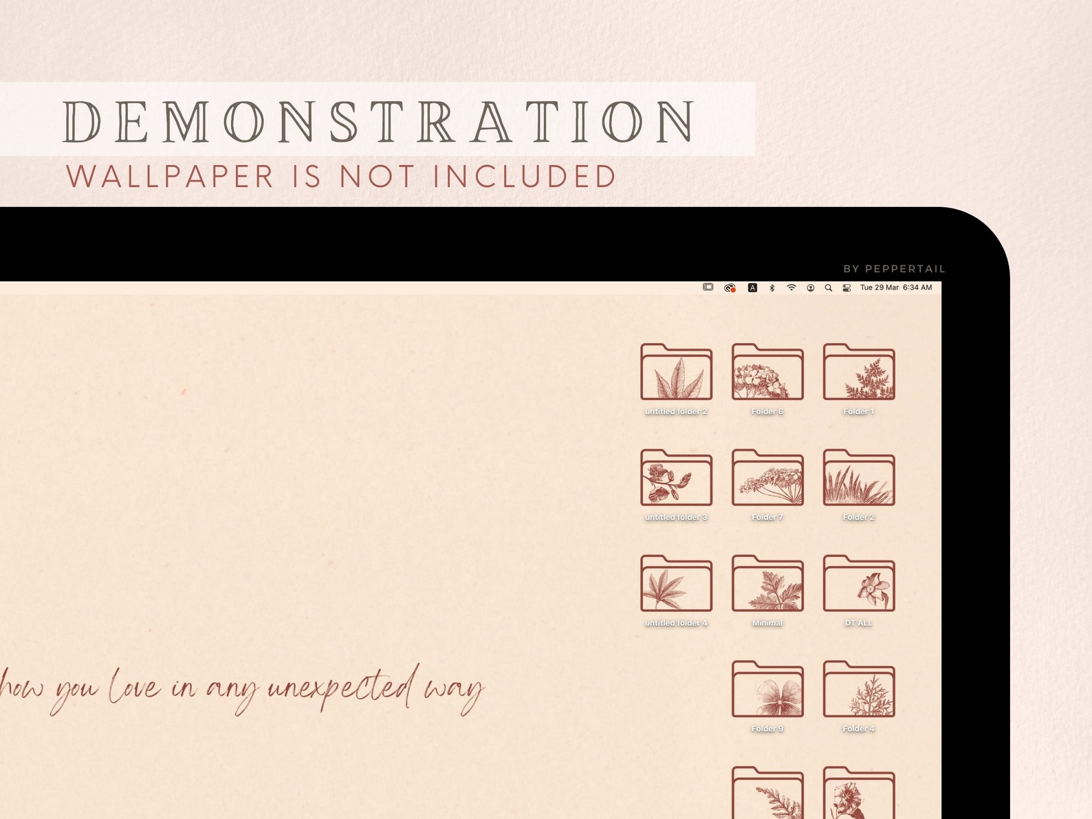 Botanical Desktop Folder Icons - Red Minimalist Organizer (PNG & ICO ...