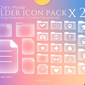 Macbook Ordner Icons für Dark Mode｜Aura Desktop Icons｜5K Farbverlauf Desktop Wallpaper, Desktop Ordner Icons, Dokument Icons, Mac Ordner Icons