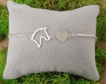 Pferd + Herz Armband 925 Sterling Silber + Gravur