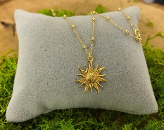 Gold sun necklace 925 Sterling Silver