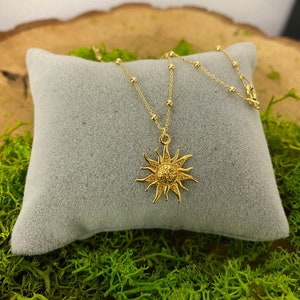 Gold sun necklace 925 Sterling Silver