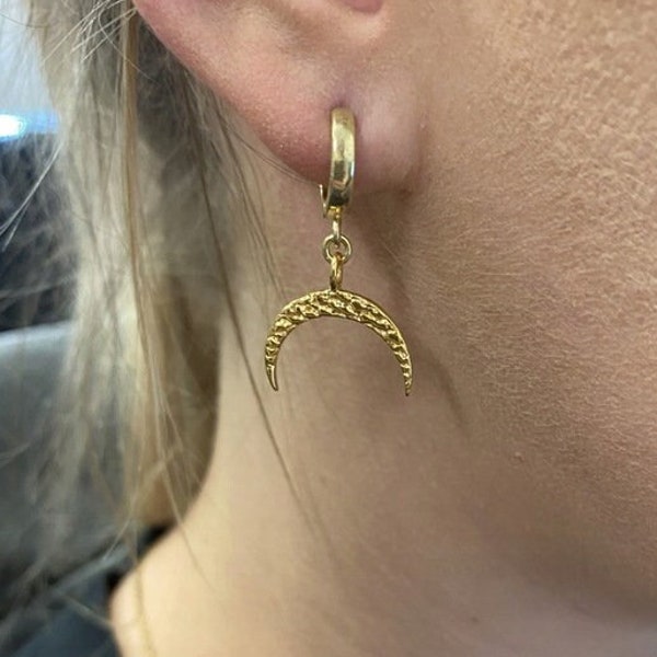 Gold Moon earrings 925 Sterling Silver
