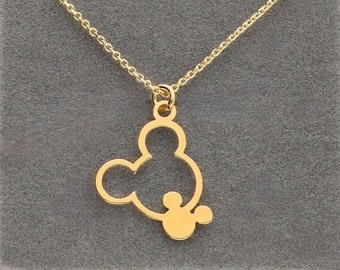 gold Mickey Mouse necklace 925 Sterling Silver