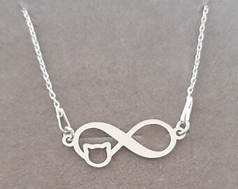 Infinity with a kitten necklace 925 Sterling Silver
