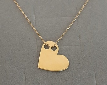 Gold heart necklace 925 Sterling Silver