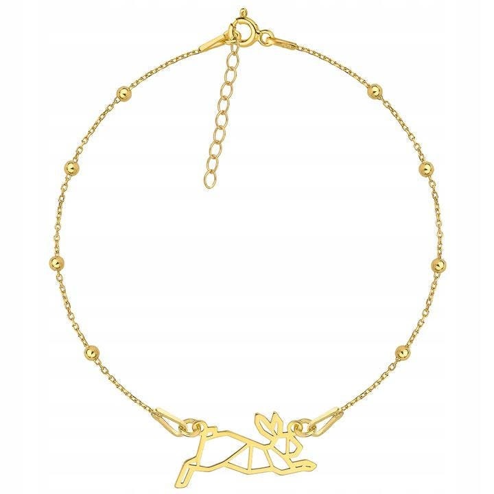 Gold bunny bracelet 925 Sterling Silver, animal bracelet, pet bracelet