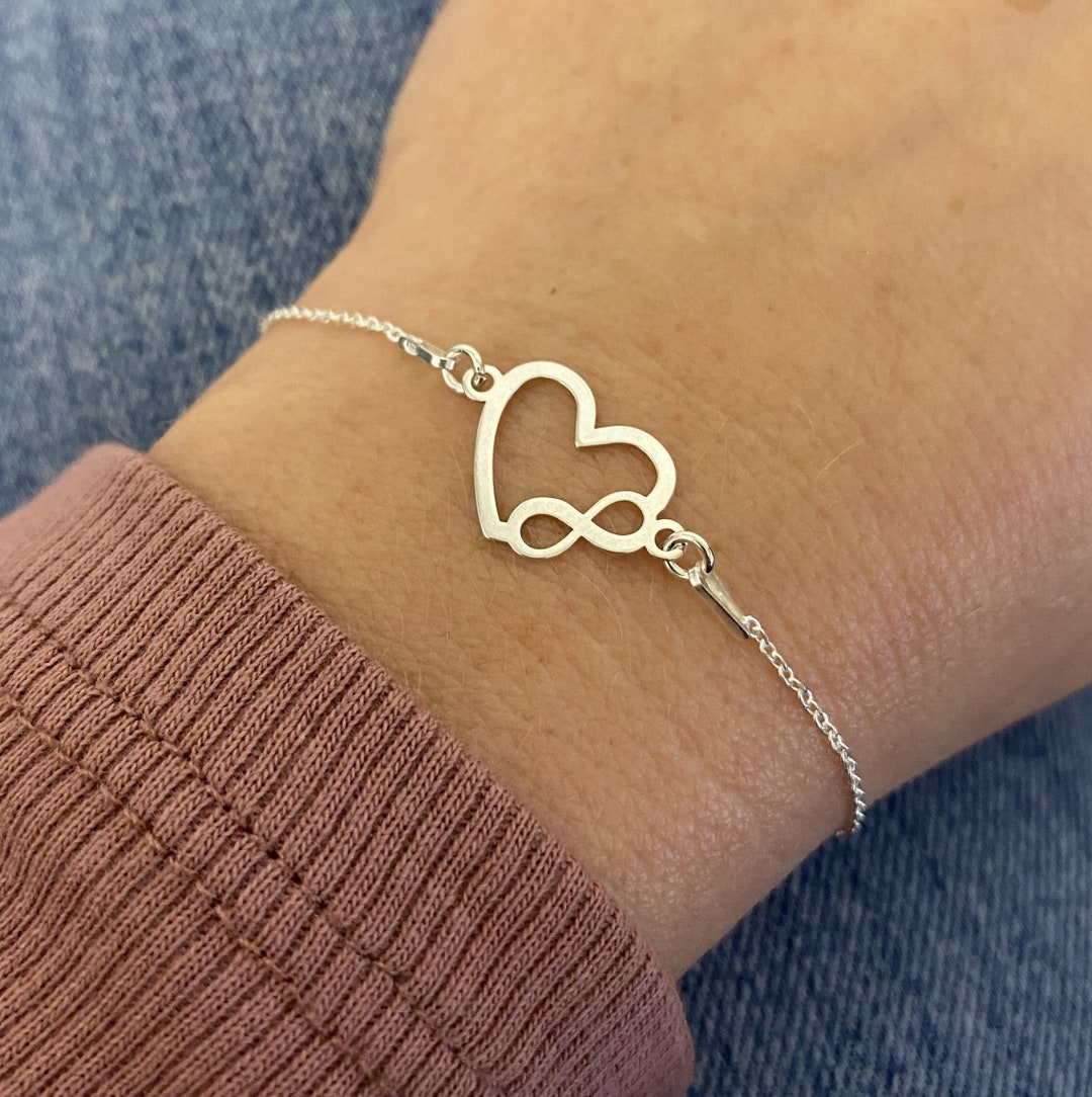 Heart Infinity Bracelet 925 Sterling Silver - Etsy Heart Infinity Bracelet 925 Sterling Silver - Etsy