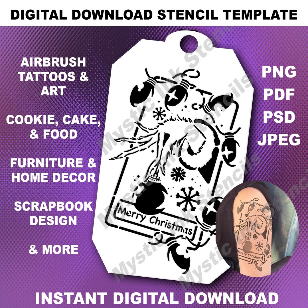 50x Christmas Nail Stencils For Airbrush – Santa, Tree, Bell, Reindeer, Angel – Mixed – UK Made