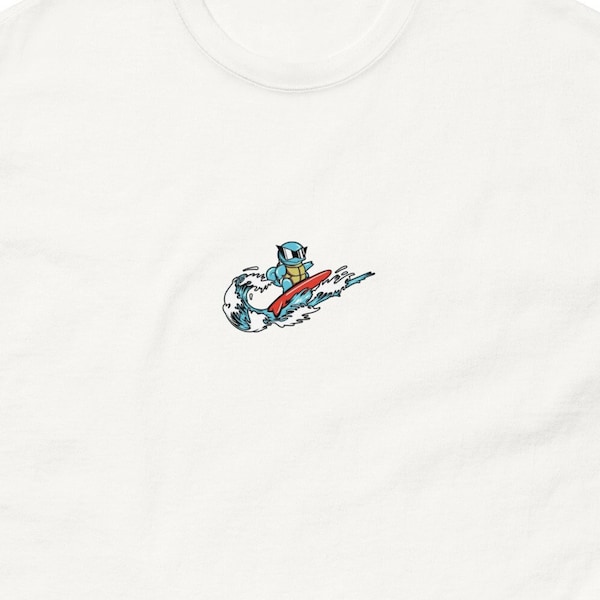 Surfing Squirtle with Sunglasses, Cool Pokemon Graphic Tee, Anime T-shirt, Ideal gift