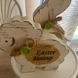 Wood sheep and bunny Easter decor