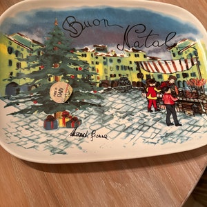Ceramic platter winter Christmas Italy