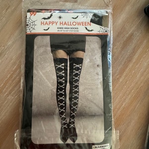 new knee high socks halloween bones