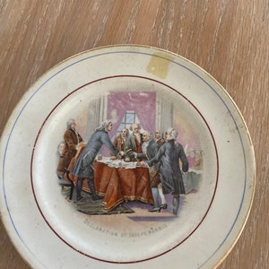 Vintage rare american history Declaration of Independence art on plate