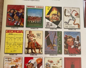 Calendario vintage con 12 pagine di illustrazioni d'epoca dell'Università della Georgia.