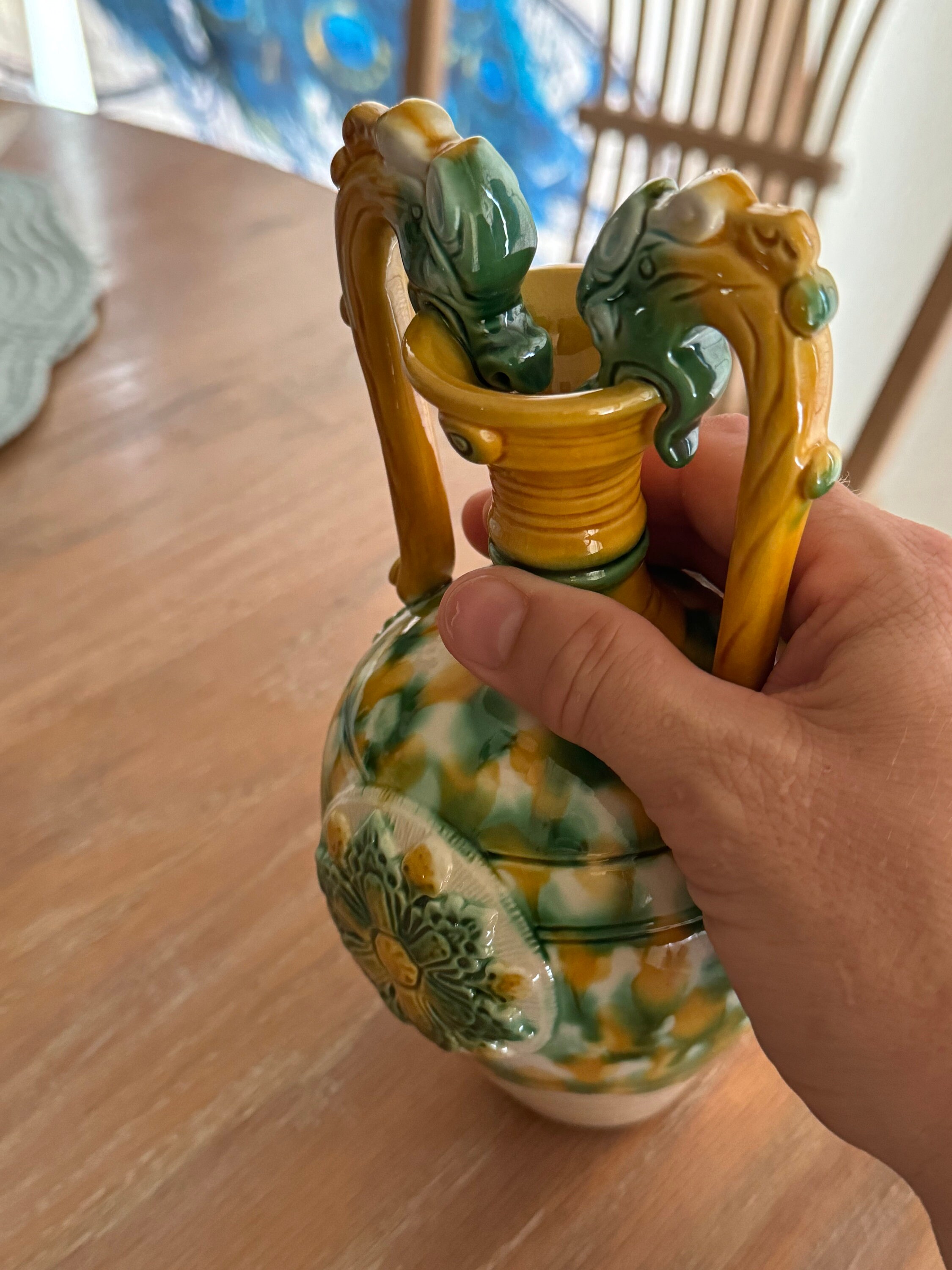 Vintage Vase Chinese Tang Sheun Art Double Dragon - Etsy