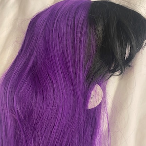 New long purple wig w black bangs