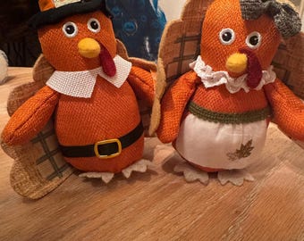 Thanksgiving kalkoen tafeldecor beeldjes set 2