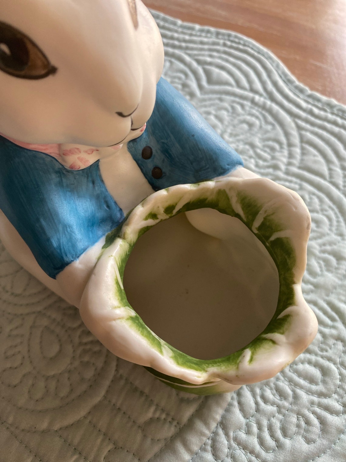 Porcelain Hand Painted Rabbit W Cabbage - Etsy