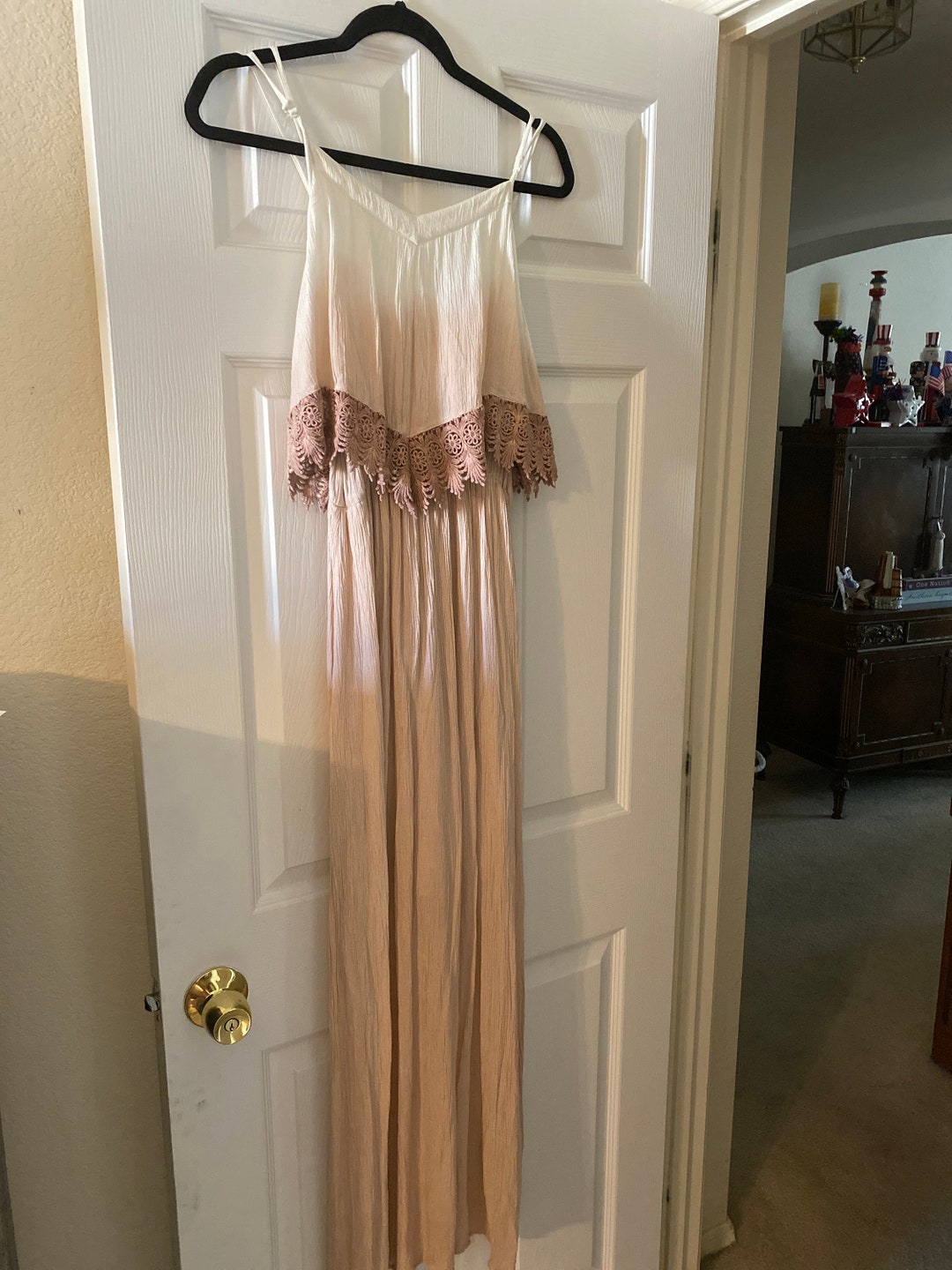 Blush Cream Maxi Dress Med Etsy