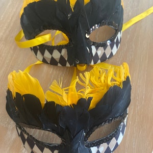 Yellow black masquerade mask
