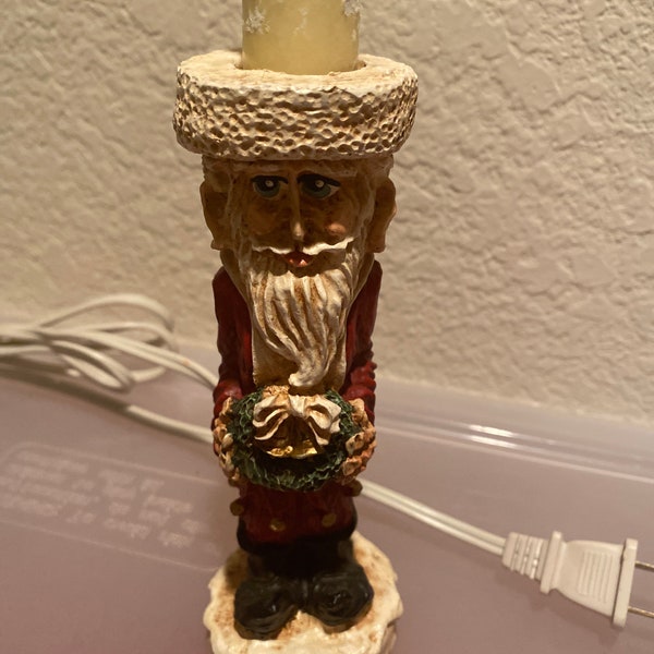 Vintage Folk Santa small electric candle  light