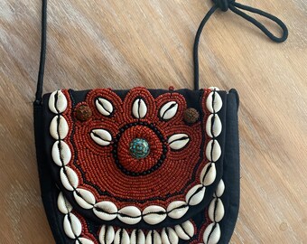 Shell and beaded purse