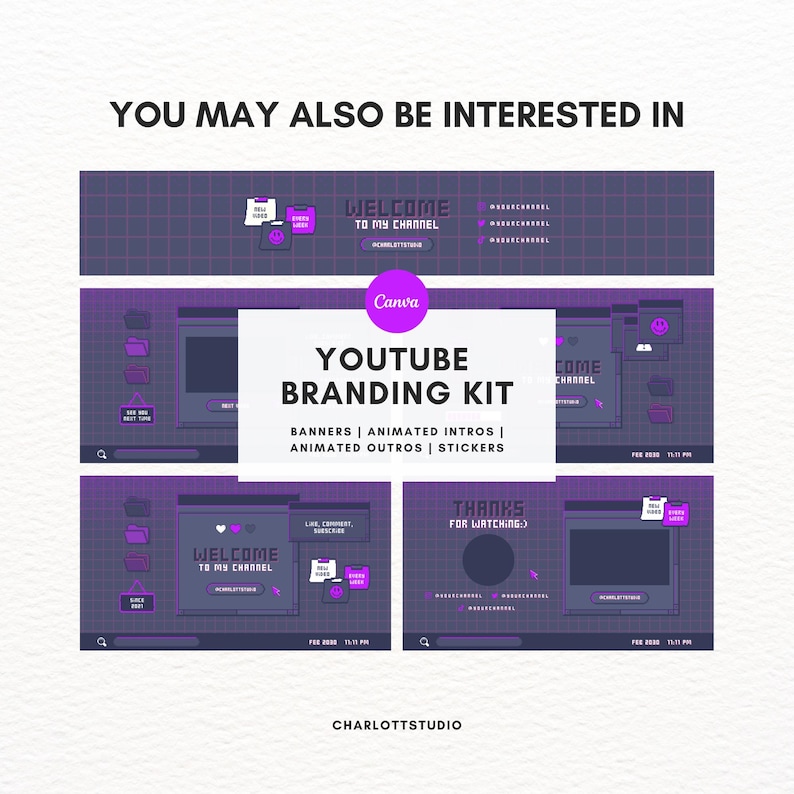 Dark Pixel Computer Youtube Branding Kit