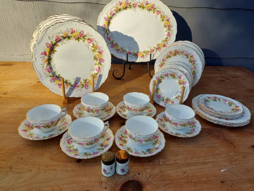 32pc/ Vintage England Dinnerware/ Heirloom Dishes/ Teacup/ Etsy