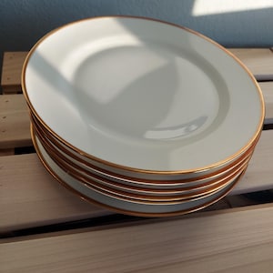 Chic Elegant Vintage Bavaria pearl white Dinning Luncheon Plates with Gold trim