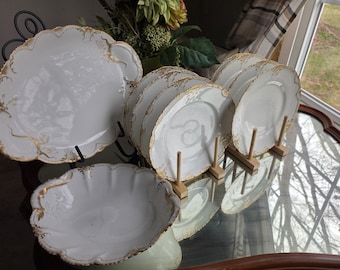 1880 Antique Haviland Limgoes France Fine China, Porcelain Vintage Dinnerware, Estate Collectible Glassware
