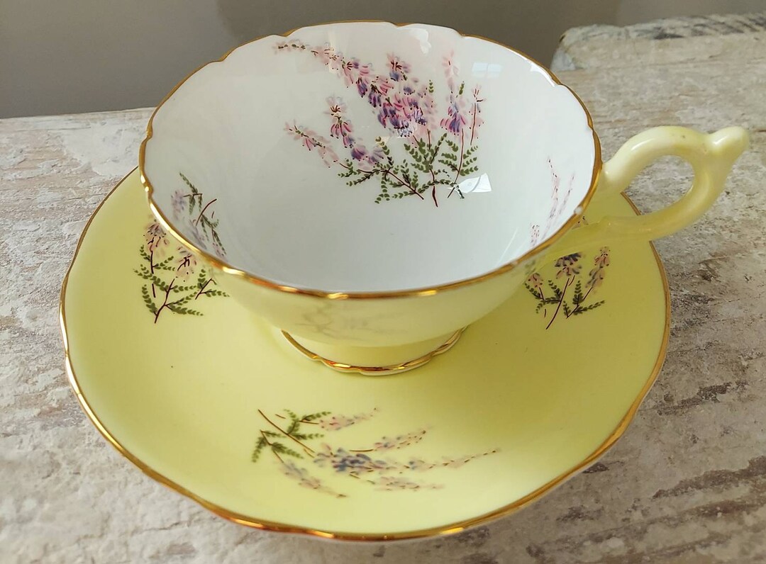 Vintage Tea Cup/ Bone China/ England/ Heathcote/ Yellow/ Etsy
