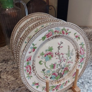 Early 1900&#39;s/ Century Old Dishes/England Plate/ Royal Doulton/ Pink/ White/ Green/ Blue/ Brown/Rare/ Antique/ Dishes/ Luncheon Plate