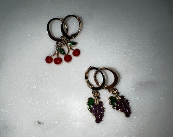 Grape earrings // Cherry earrings