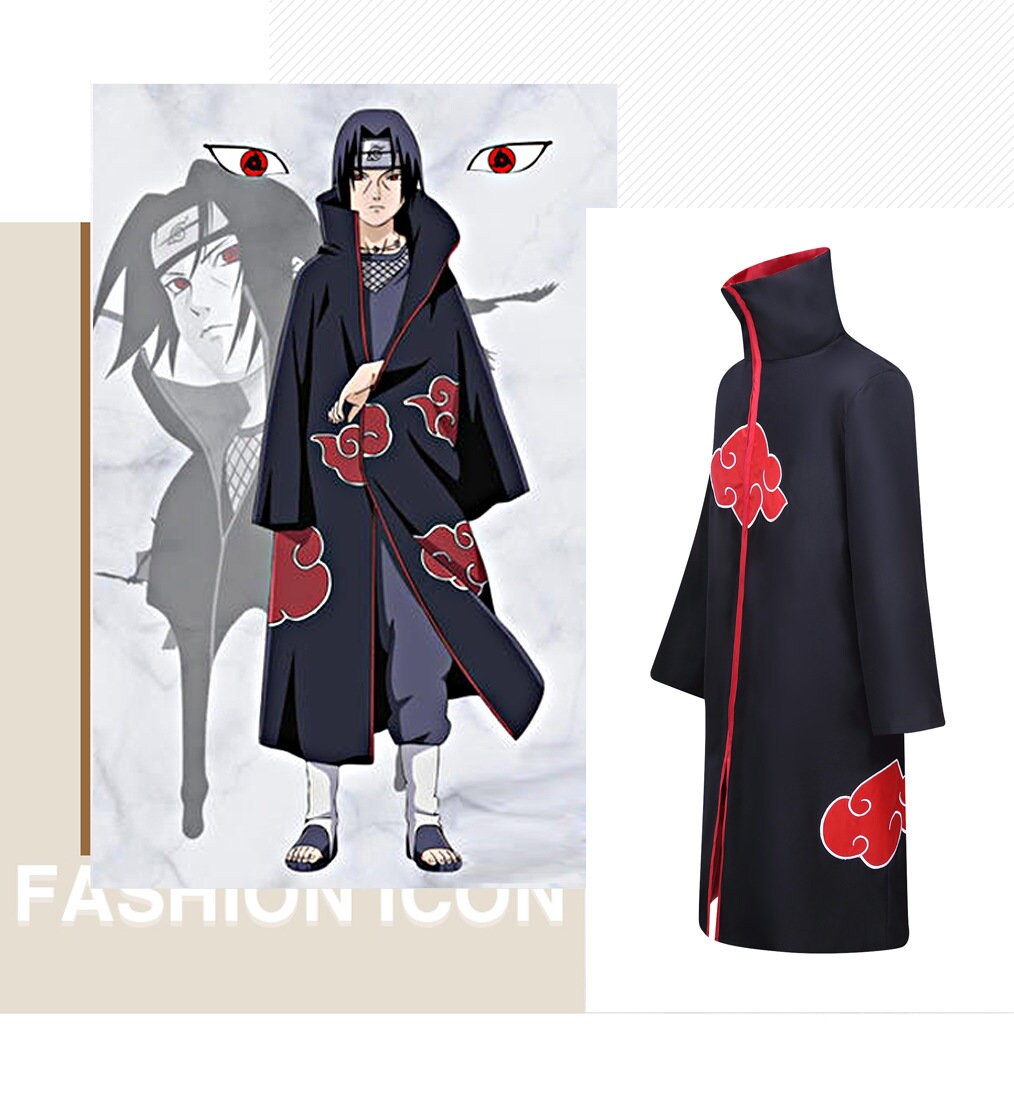 Naruto Akatsuki Cloak Unisex Ninja Robe Halloween Cosplay Costume Uniform 