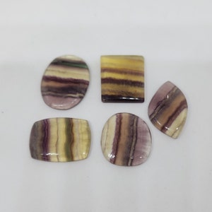 Wholesales 5 Pcs Lots Fluorite cabochon multi color fluorite gemstone for jewelry rare fluorite crystal cabochon handmade cabochon